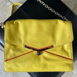 Yellow leather cross body bag